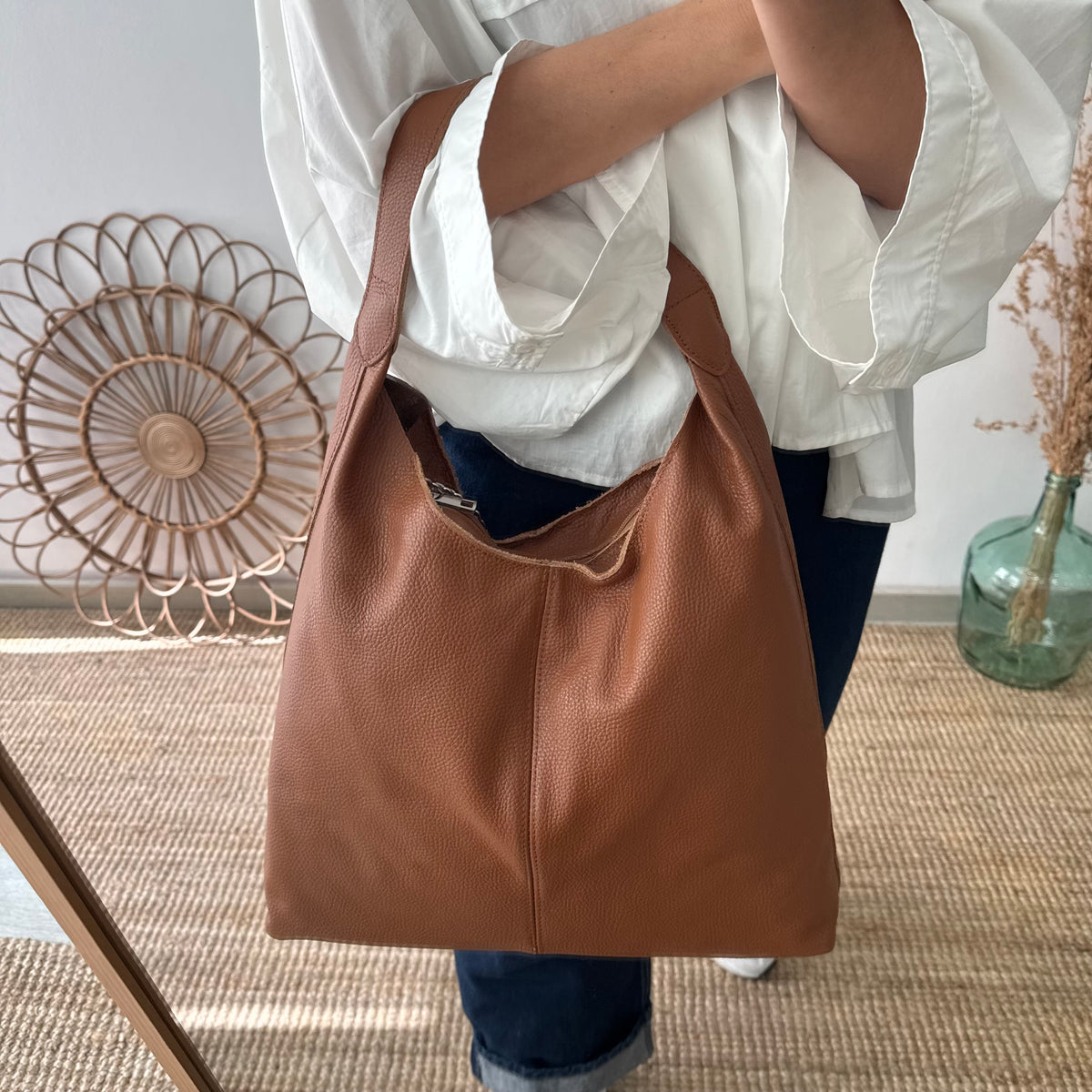 Bolso piel camel