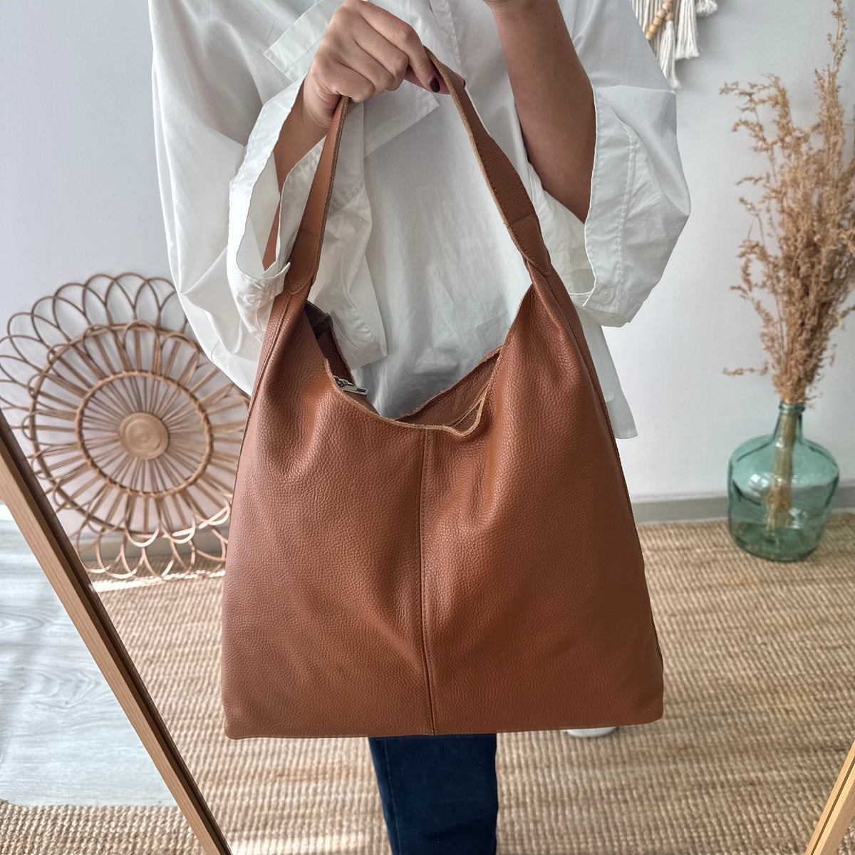 Bolso piel camel