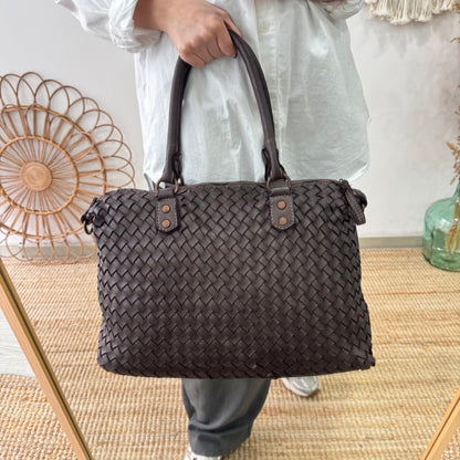 Shopper piel lavada marrón - Bubbleshopbcn