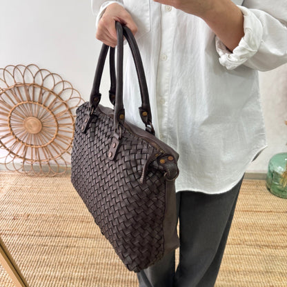 Shopper piel lavada marrón - Bubbleshopbcn