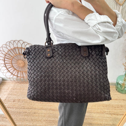 Shopper piel lavada marrón - Bubbleshopbcn