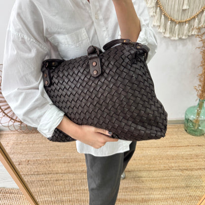 Shopper piel lavada marrón - Bubbleshopbcn