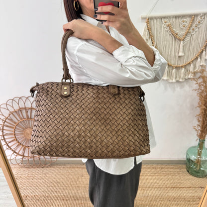Shopper piel lavada taupe