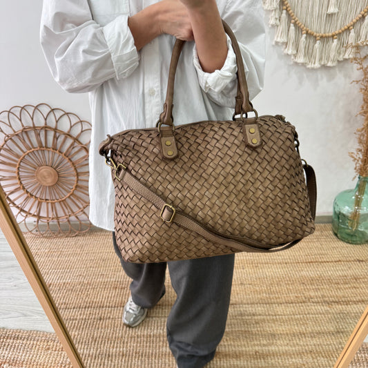 Shopper piel lavada taupe