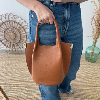 Bolso bucket asas rígidas camel - Bubbleshopbcn
