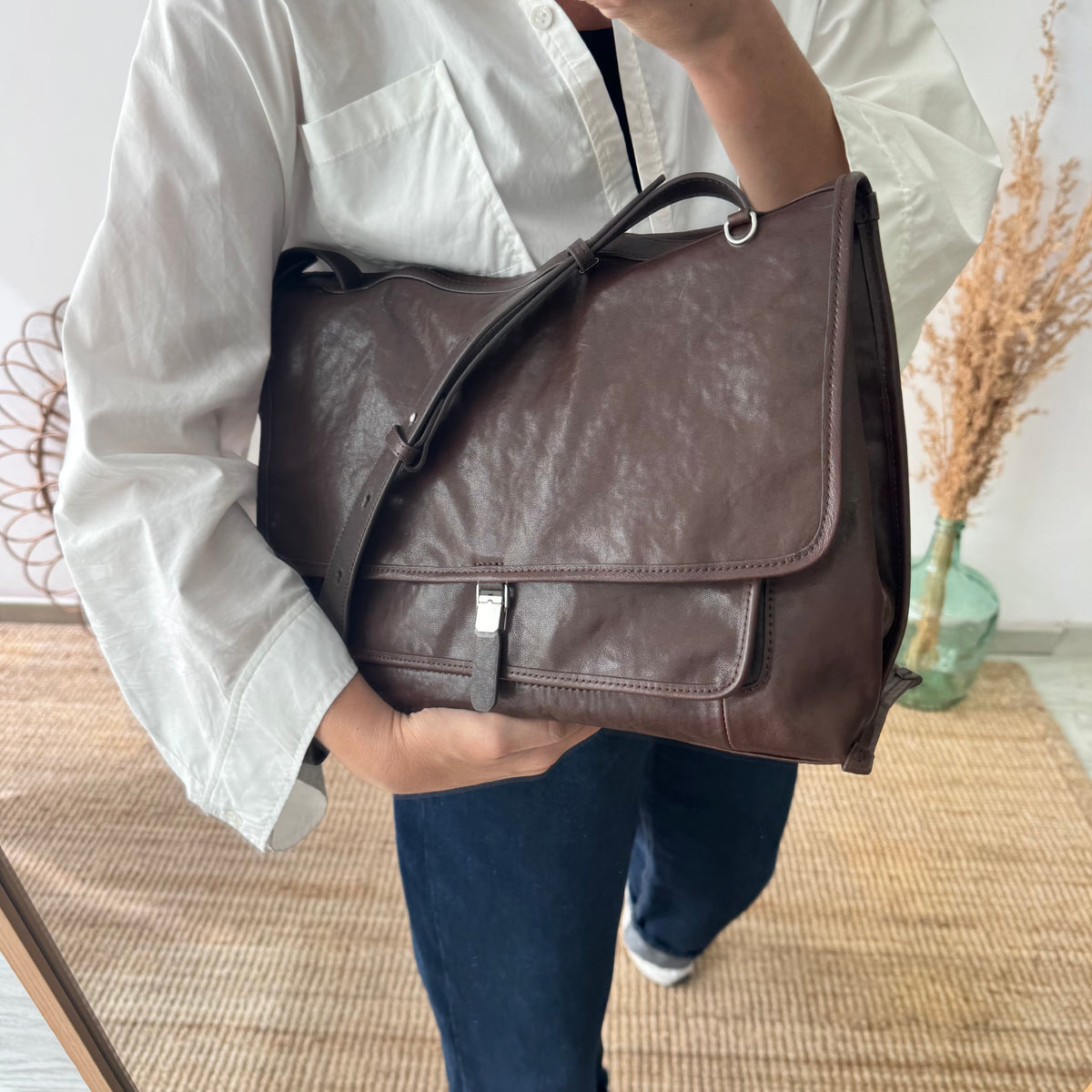Bolso cartera grande marrón