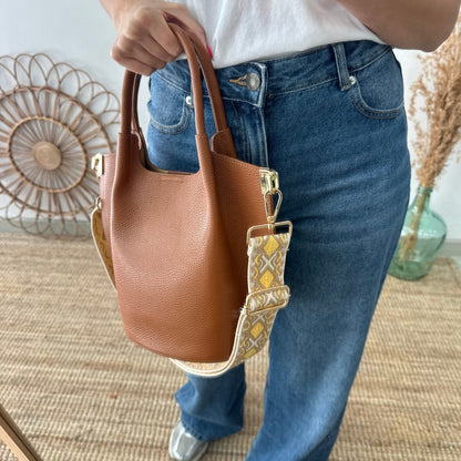 Bolso bucket asas rígidas camel - Bubbleshopbcn