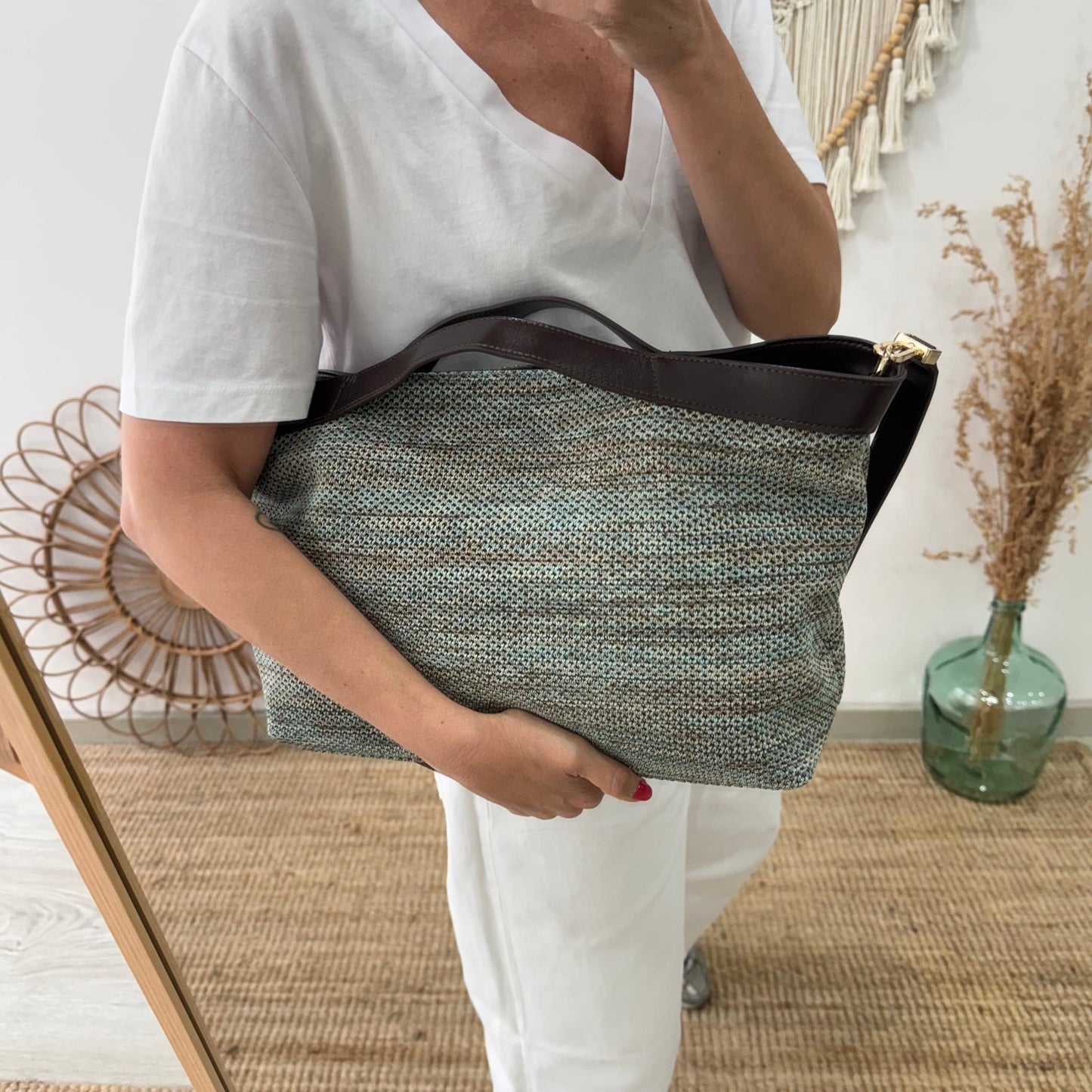 Bolso hobo trenzado camuflaje