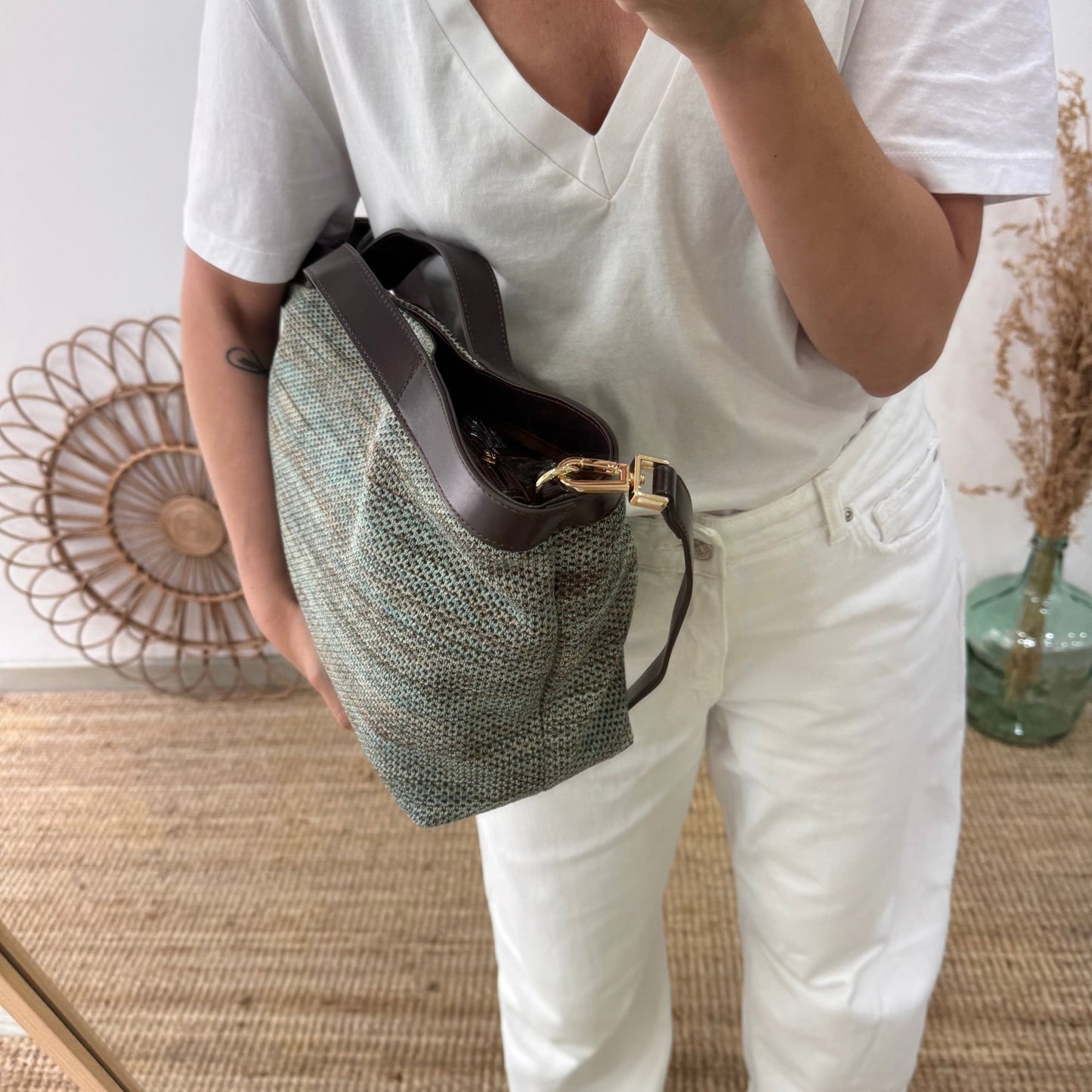 Bolso hobo trenzado camuflaje