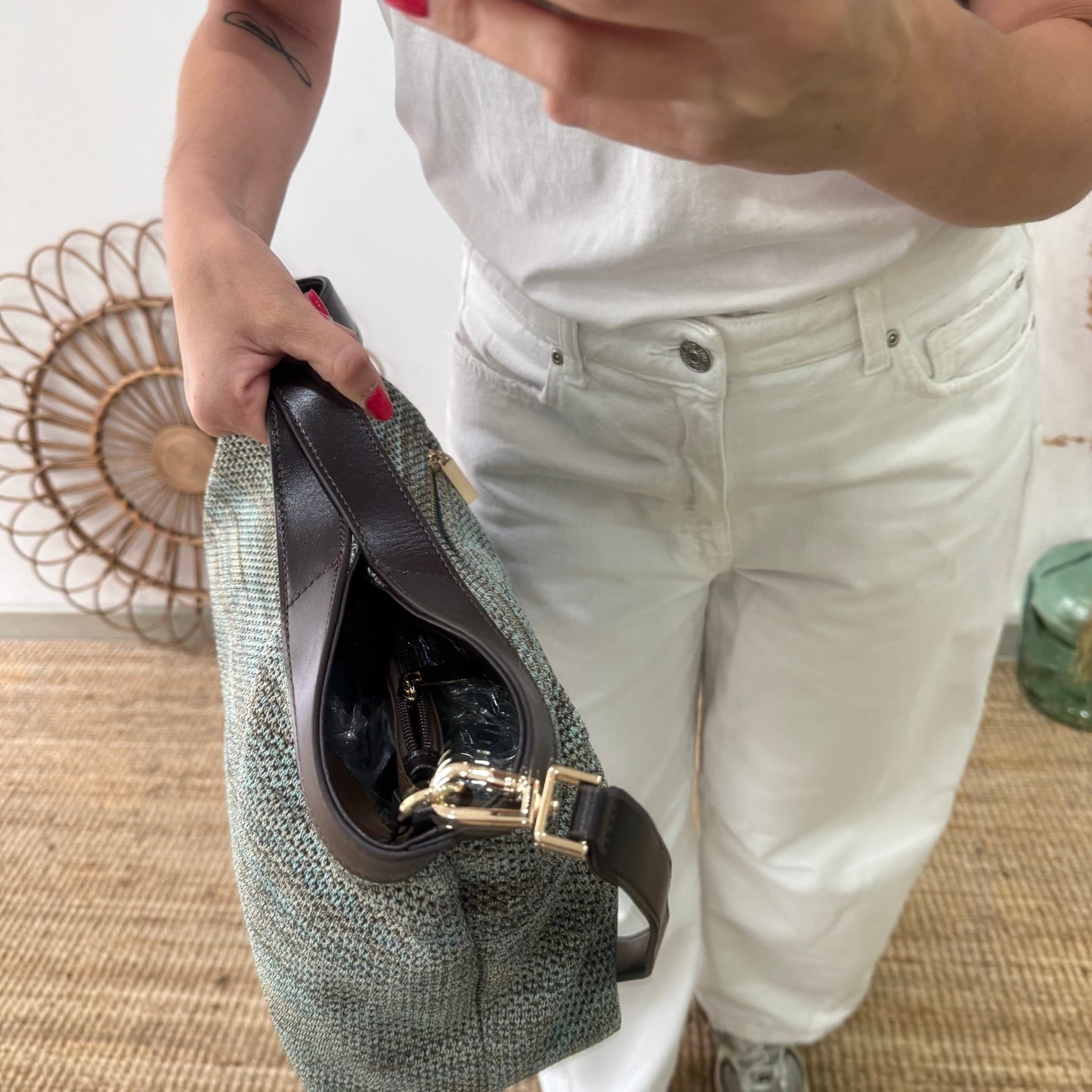 Bolso hobo trenzado camuflaje