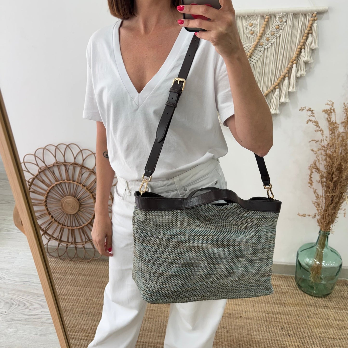 Bolso hobo trenzado camuflaje