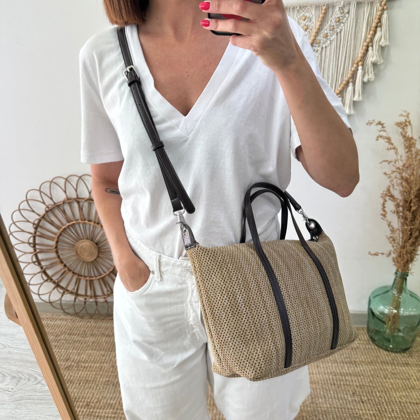 Bolso Shopper Trenzado taupe