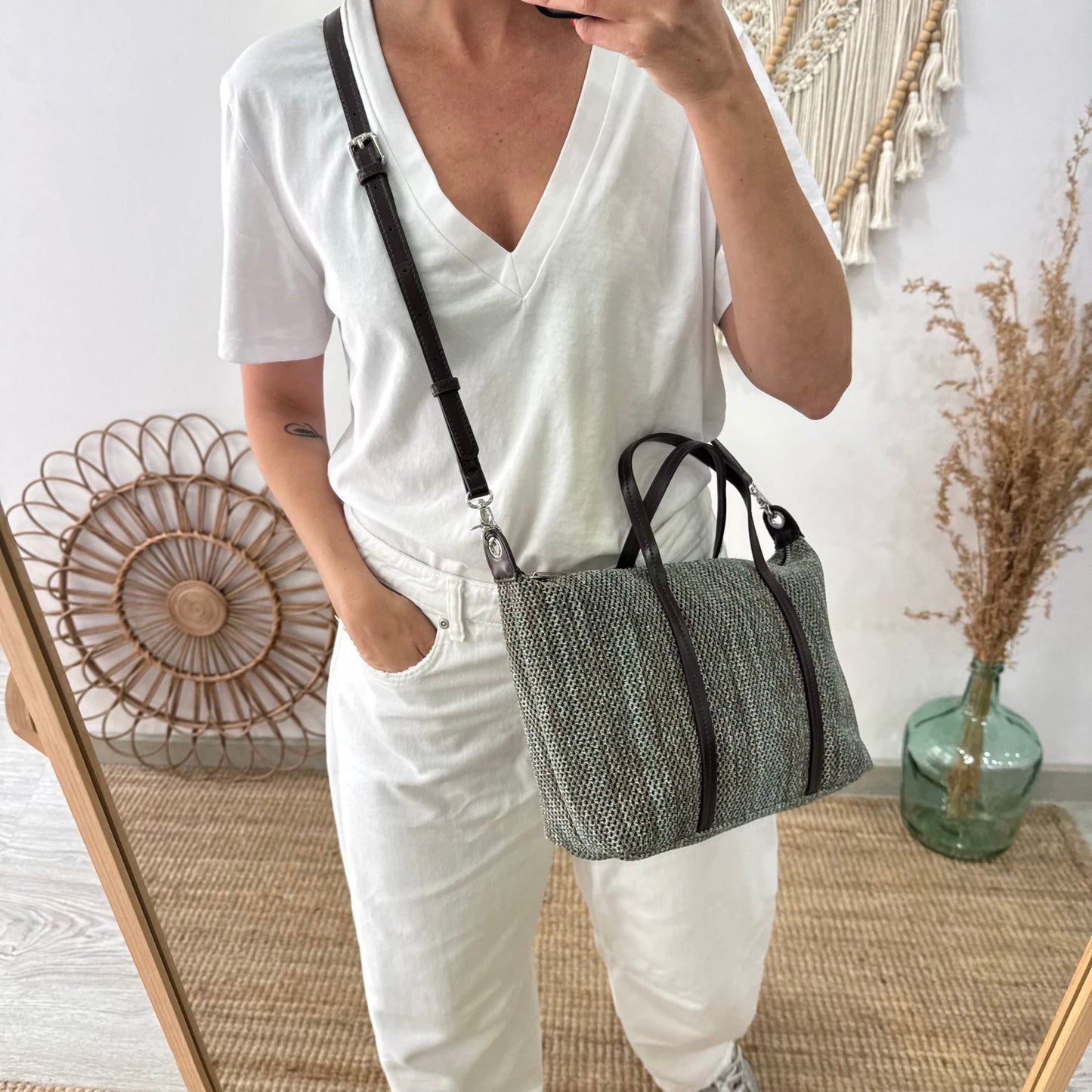 Bolso Shopper Trenzado camuflaje