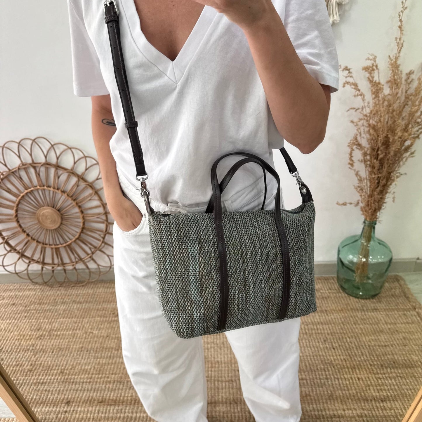 Bolso Shopper Trenzado camuflaje