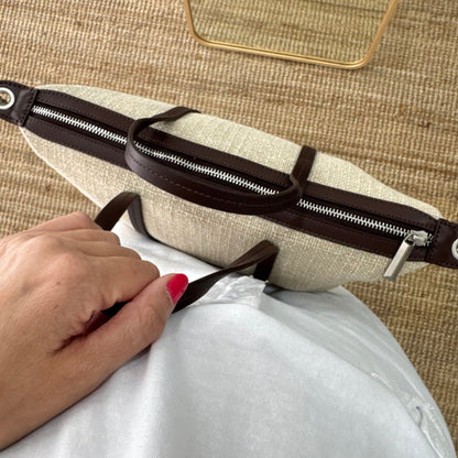 Bolso Shopper Lino y Piel beige