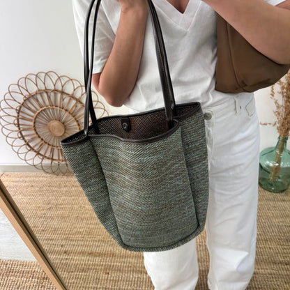 Bolso Shopper vertical Trenzado camuflaje