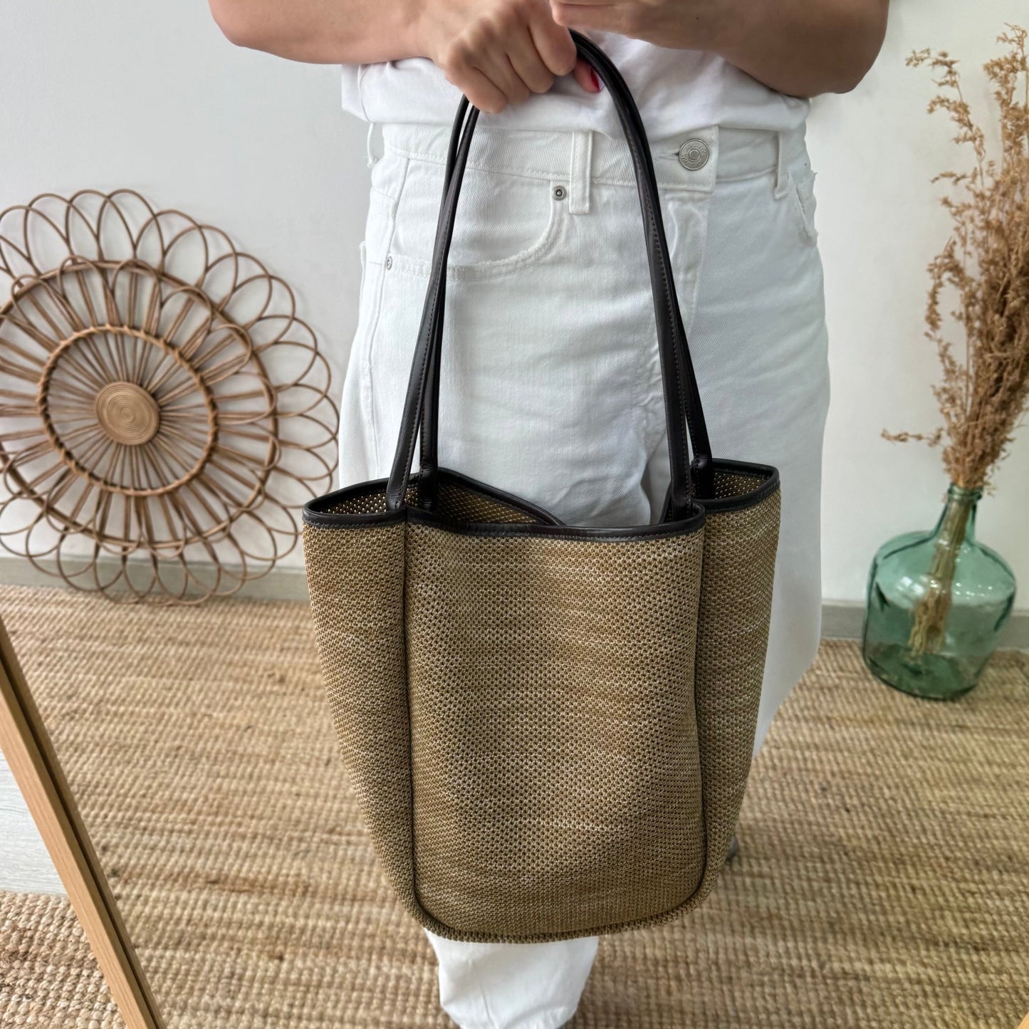 Bolso Shopper vertical Trenzado taupe