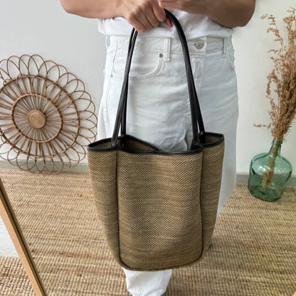 Bolso Shopper vertical Trenzado taupe