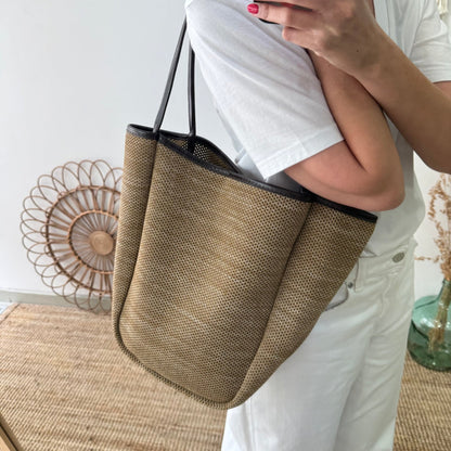Bolso Shopper vertical Trenzado taupe