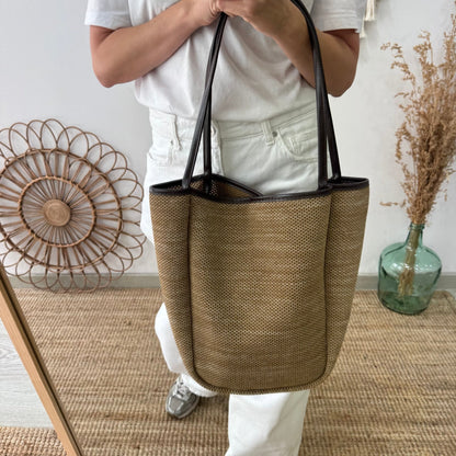 Bolso Shopper vertical Trenzado taupe