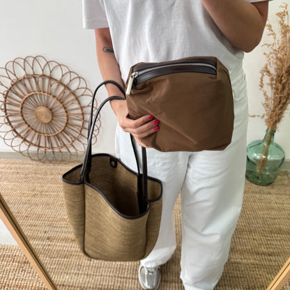 Bolso Shopper vertical Trenzado taupe