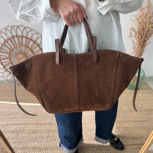 Bolso tote serraje marrón moka