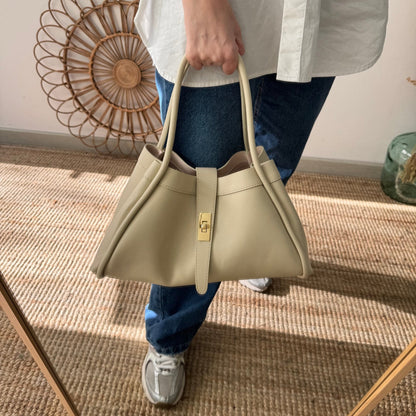 Bolso shopping piel beige mediano - Bubbleshopbcn