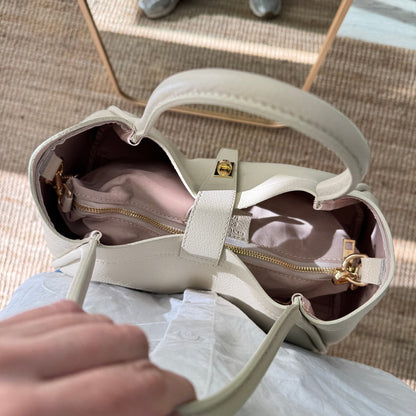 Bolso shopping piel beige mediano - Bubbleshopbcn