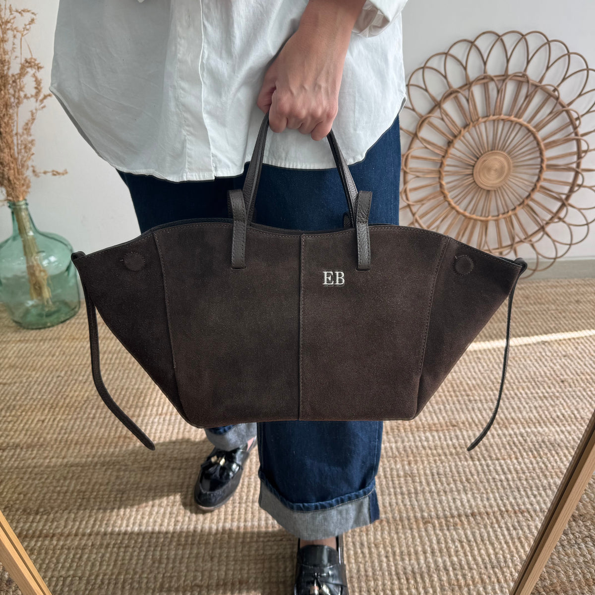 Bolso tote serraje marrón