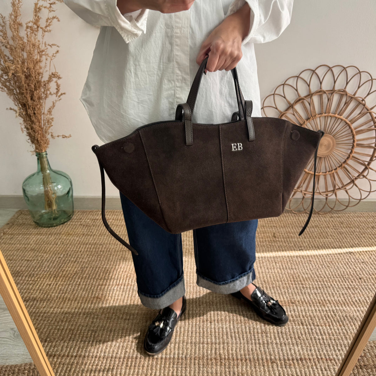 Bolso tote serraje marrón