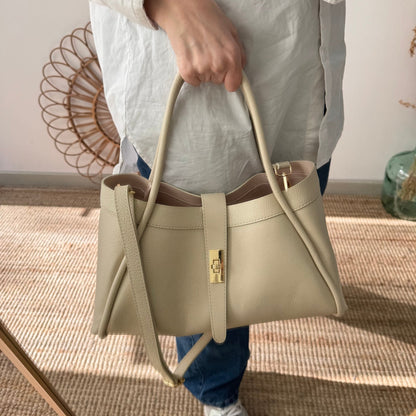 Bolso shopping piel beige mediano - Bubbleshopbcn
