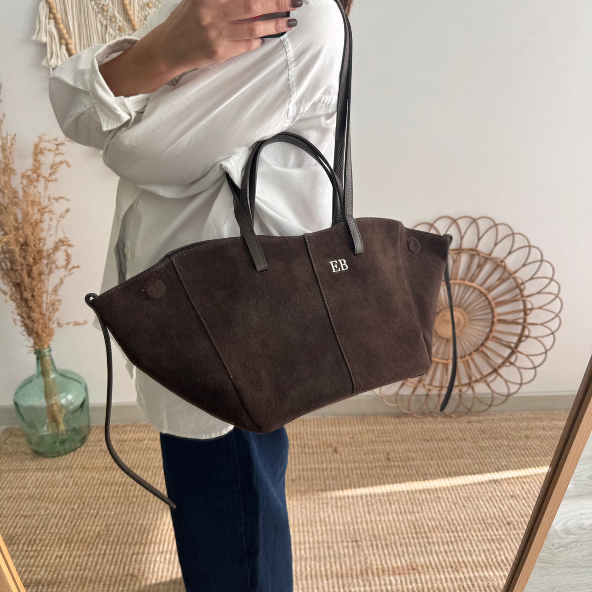 Bolso tote serraje marrón
