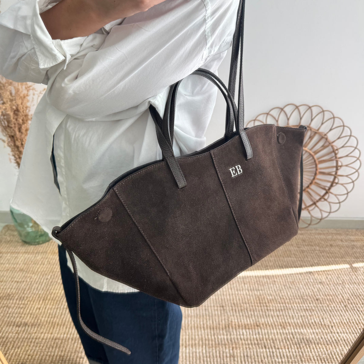 Bolso tote serraje marrón