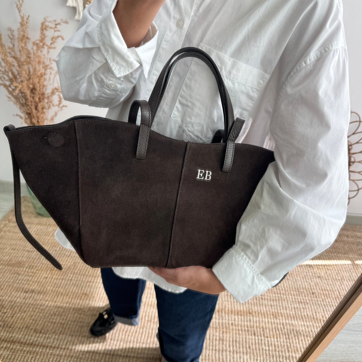 Bolso tote serraje marrón