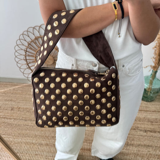 Bolso  marrón con Tachuelas Doradas