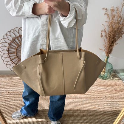 Bolso tote piel taupe tiras - Bubbleshopbcn