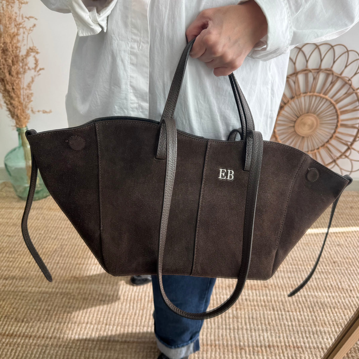 Bolso tote serraje marrón
