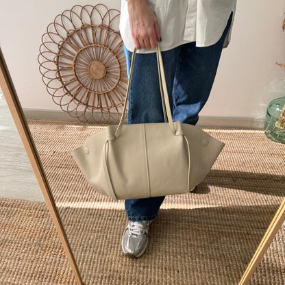 Bolso tote piel beige tiras