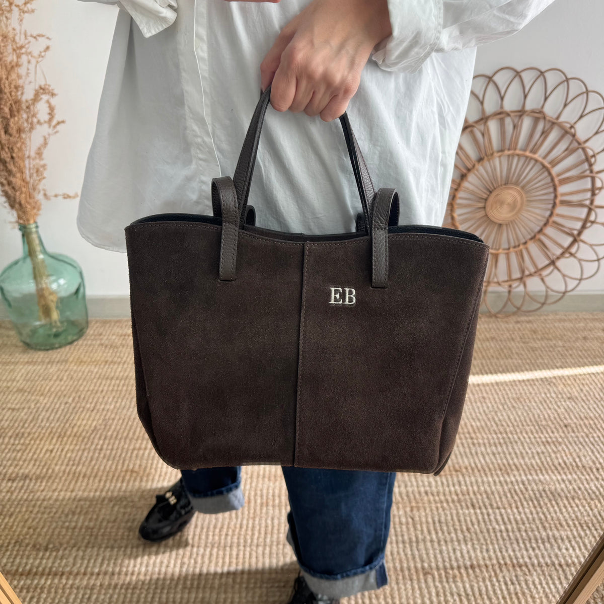 Bolso tote serraje marrón
