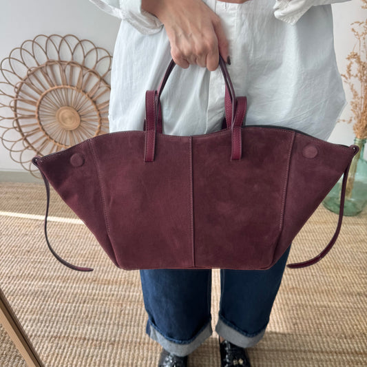 Bolso tote serraje granate