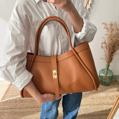 Bolso shopping piel camel claro