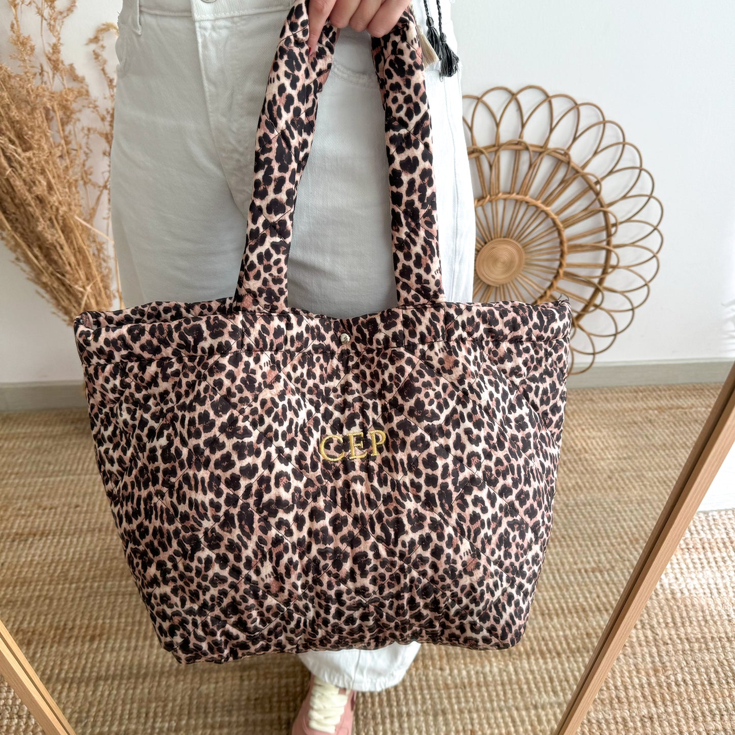 Bolso tela acolchado estampado animal print