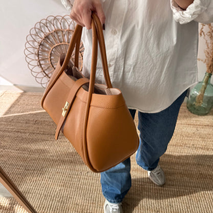 Bolso shopping piel camel mediano
