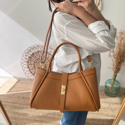 Bolso shopping piel camel mediano