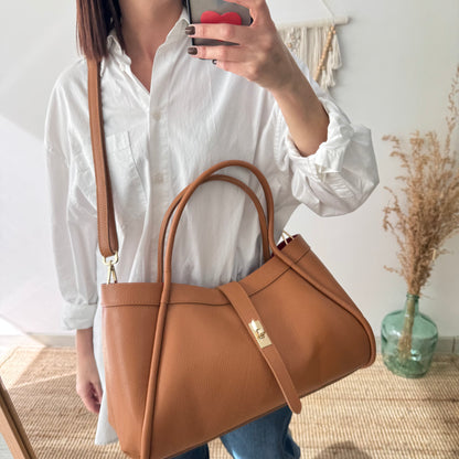 Bolso shopping piel camel claro