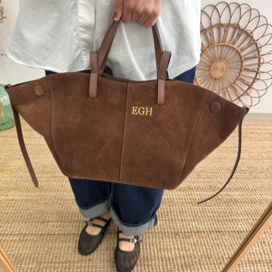 Bolso tote serraje marrón moka