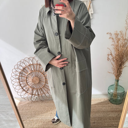 Gabardina larga caqui