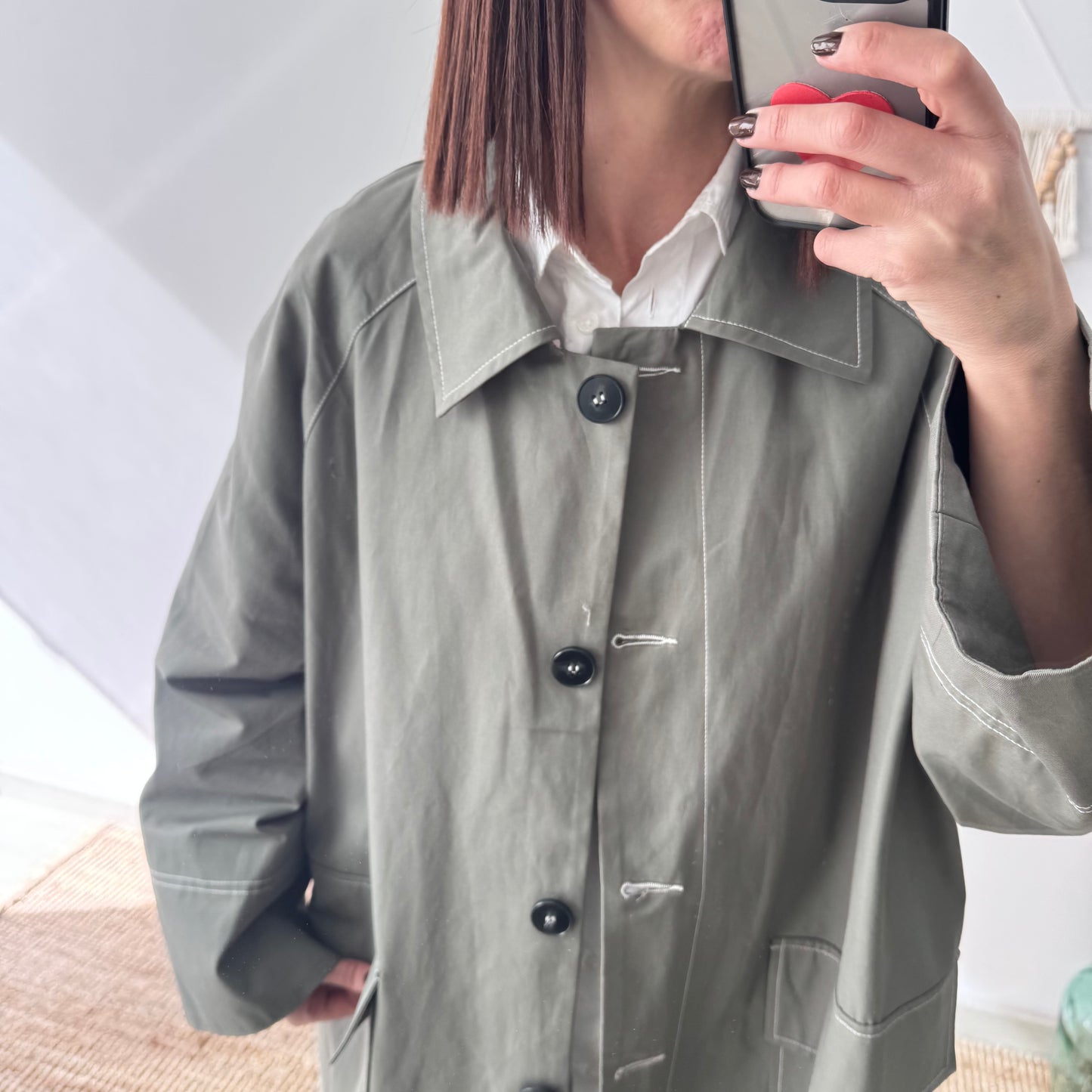 Gabardina larga caqui