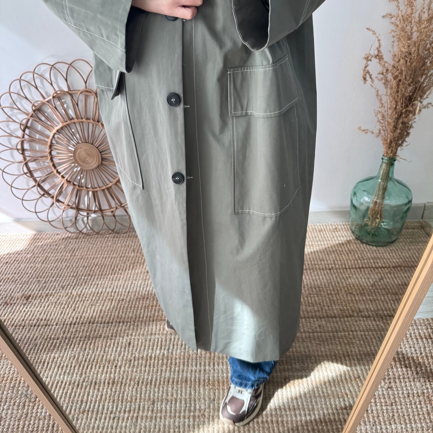 Gabardina larga caqui