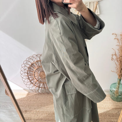 Gabardina larga caqui